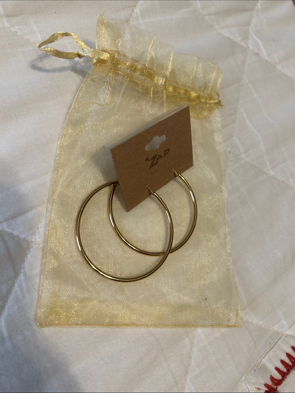 ZAD Polished Gold Hoop Earrings